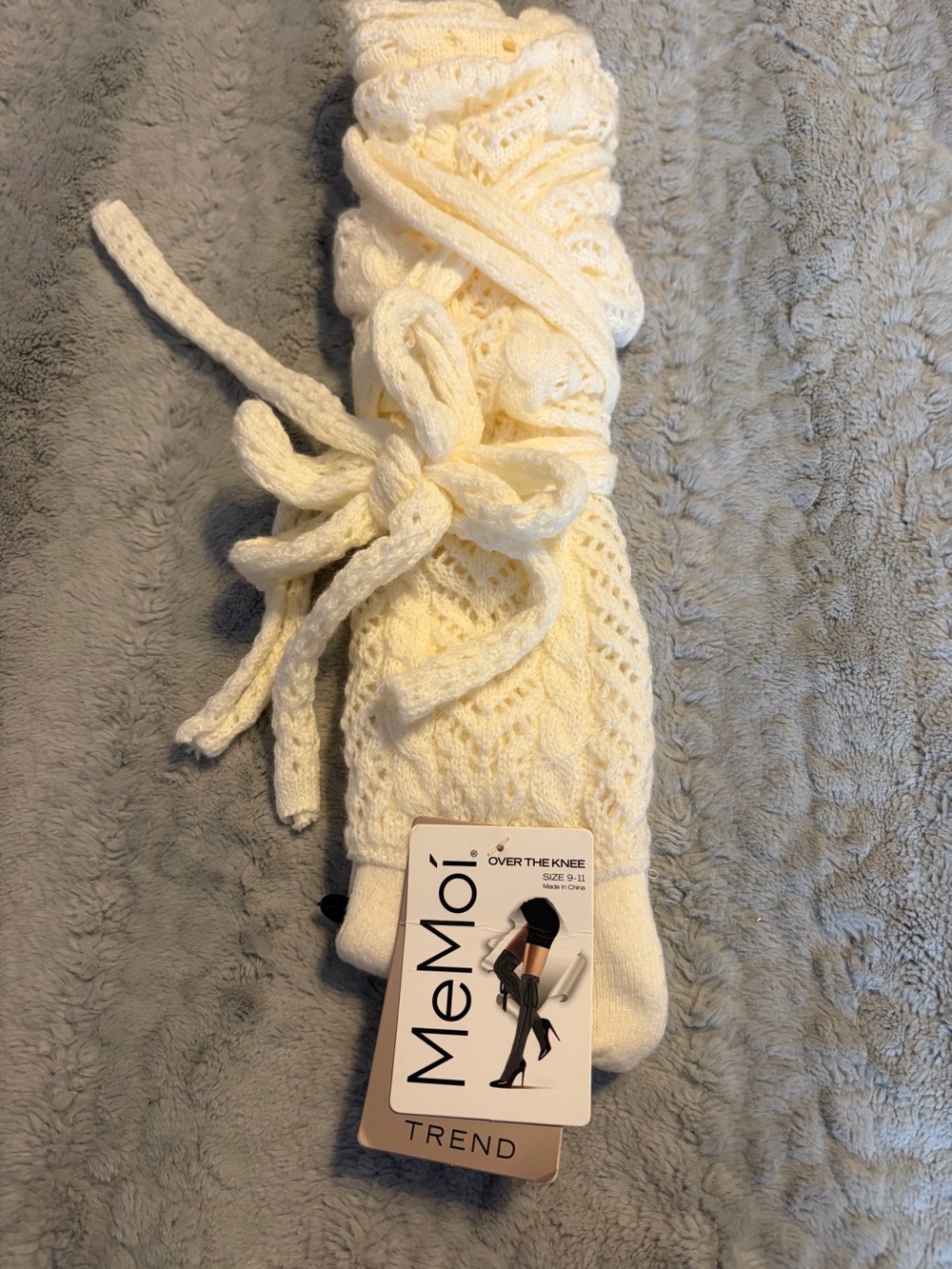 Cream Cable Knit Over-the-Knee Socks